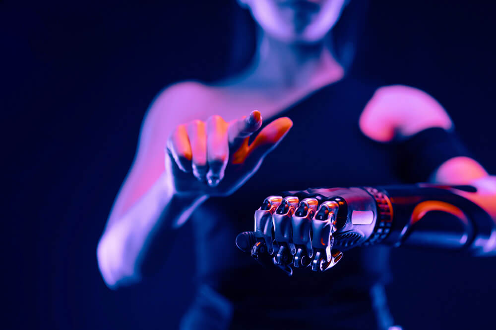 woman prosthetic robot arm